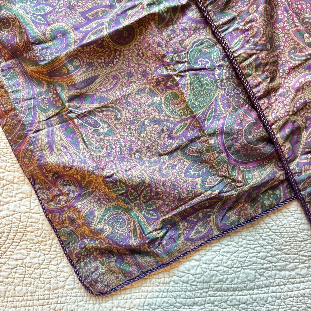 Lauren Ralph Lauren Pair of Euro Pillow Shams Bohemian Paisley Burgundy 28x28"